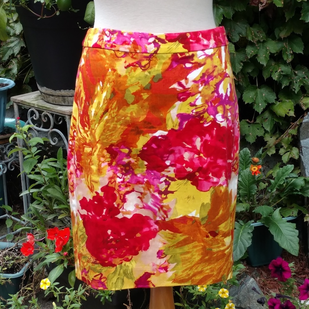 J.Crew bright floral straight skirt